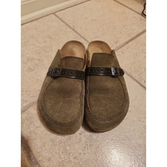 Birkenstock Women's "Eaton" Olive Green Suede Clog Mules Size 38 US 7.5 - Picture 3 of 10